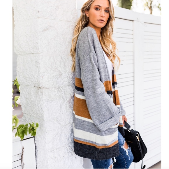 NWT! Vici "Gibson" Striped Pocketed Cardigan - Picture 7 of 8